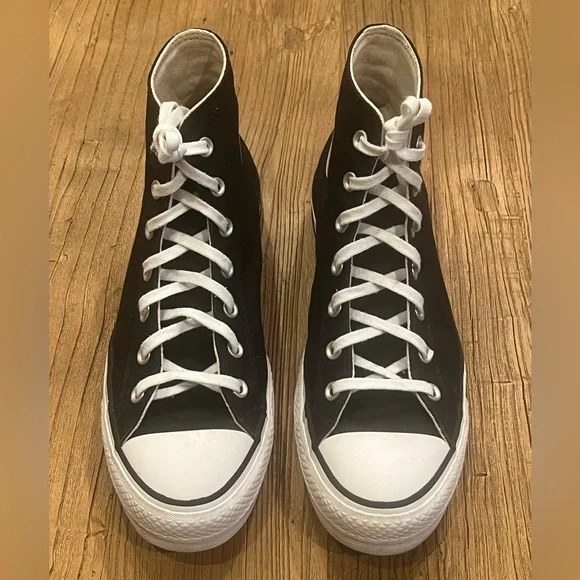 Converse Black and White Platform High-Tops Women’s 9 VGUC - Picture 2 of 8